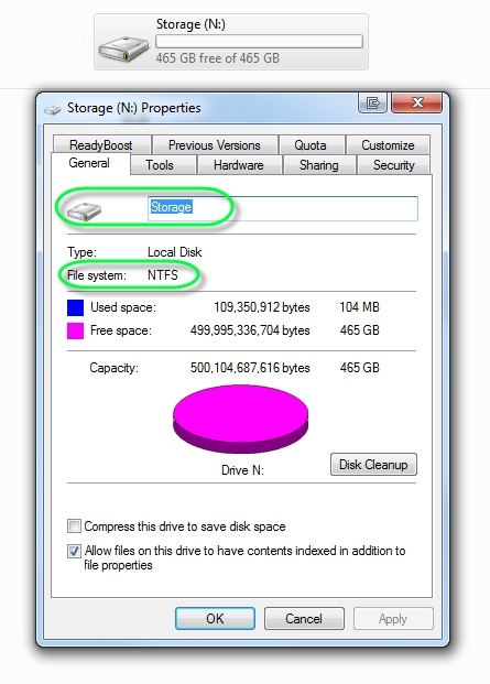 Windows Vista Harddrive