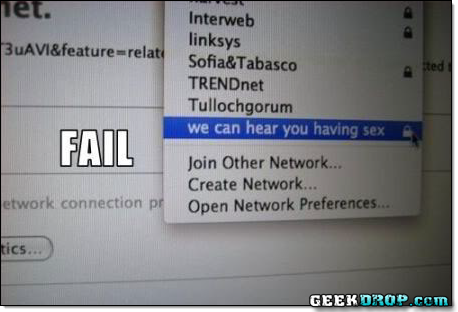 Funny Wireless Wifi Names SSID We Can Hear You Having Sex