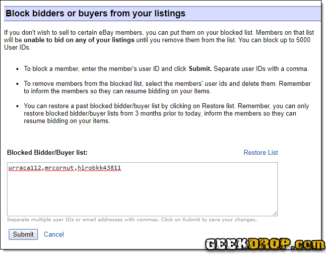 How To Block People from Bidding on my Items On Ebay