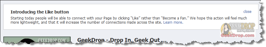 Facebook become a fan pages