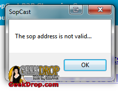 The sop address is not valid