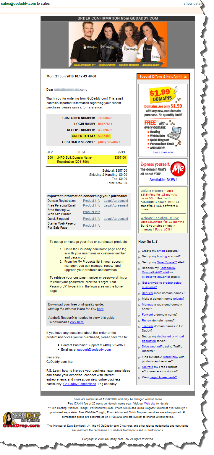 Godaddy scam email fake charges phishing