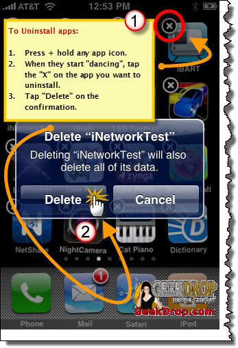 Uninstall iPhone apps, uninstall iPod touch apps, and iPad