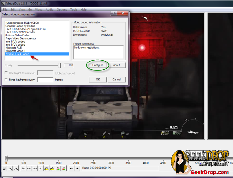 Screen 4 of how to compress game videos made with FRAPS