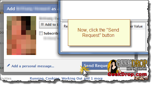 Facebook Friend Request screen Add