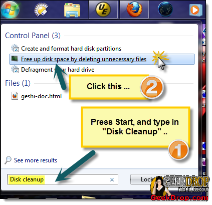 Steps to run Disk Cleanup in Windows 7