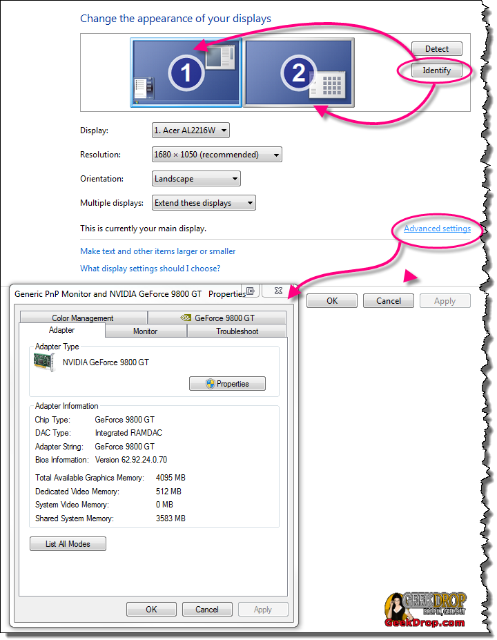 Dual Monitors in Windows 7